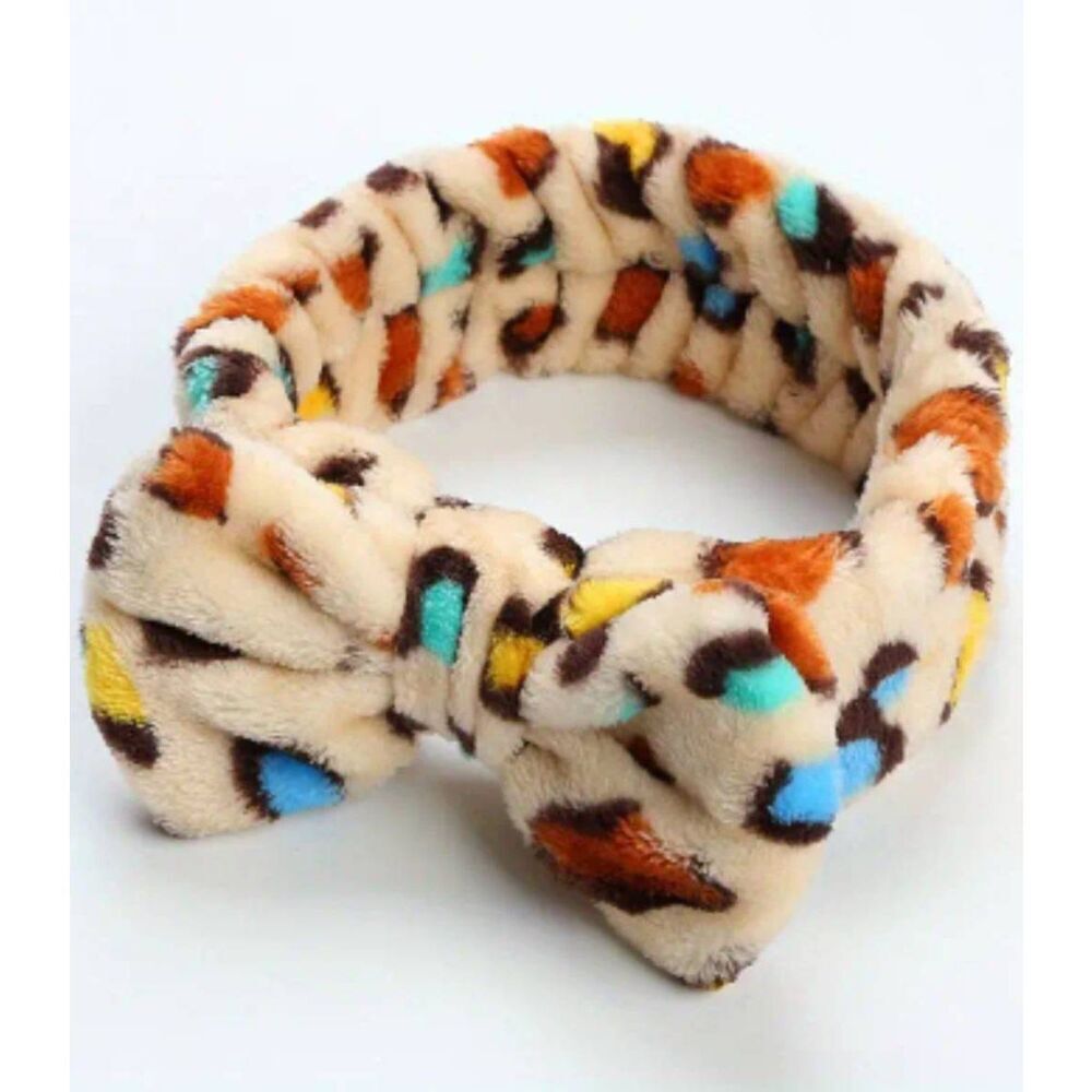 Ladies Plush Muli Colored Leopard Print Headband for Washing Face and Make